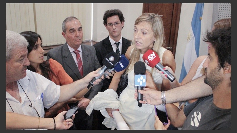 La fiscal Rubéolo, junto a sus pares Camporini y Fernández Busy