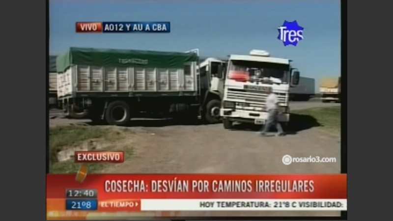 Los camiones circulan con mayor frecuencia en época de cosecha gruesa.