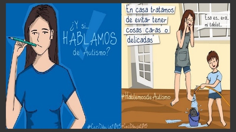 Algunas de las ilustraciones que Cecilia comparte en internet.