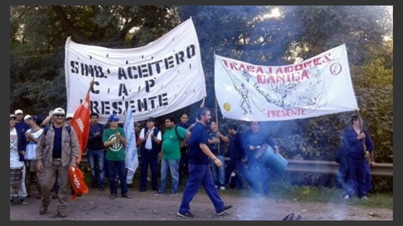 Aceiteros en protesta.