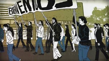 "Cuarenta balas"  narra mediante archivos históricos, entrevistas y animaciones de dibujos de Pablo Páez los asesinatos de los obreros Jorge Fischer y Miguel Ángel.