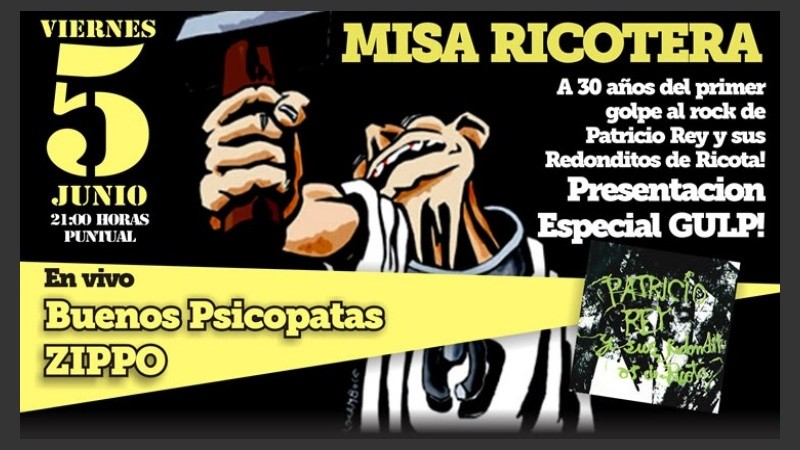 Misa Ricotera, a las 21 Misa Ricotera en Teatro Vorterix (Salta y Cafferata), 