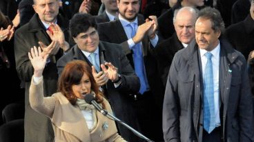 Con los candidatos: Scioli, Zannini, Perotti y Cleri.