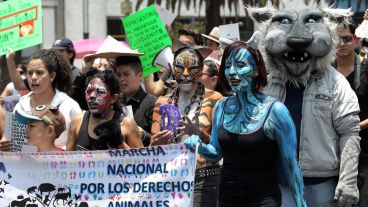 En México marcharon disfrazados a favor de los derechos de los animales.