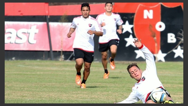 Escenas del entrenamiento de ayer.