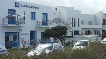 Una sucursal bancaria en la isla griega de Paros.