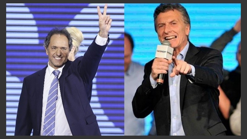 Scioli y Macri en sus respectivos búnkers.