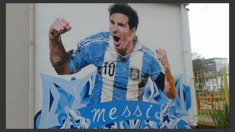 La pintura de Messi de 40 metros cuadrados.