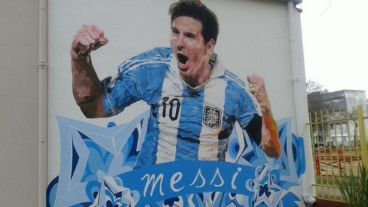 La pintura de Messi de 40 metros cuadrados.