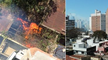 Dos imágenes del incendio subidas a Twitter.