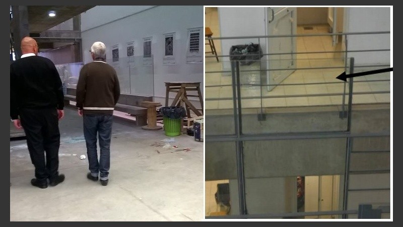 La zona donde cayó el vidrio hoy y el informe que anticipaba los riesgos.