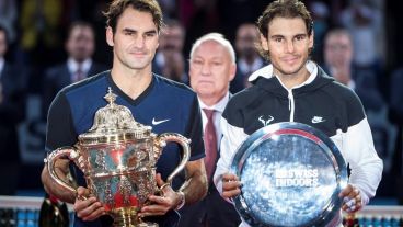 Federer y Nadal en la entrega de premios.
