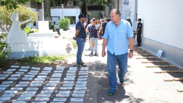 Berni este martes en la sede de la Policía Federal en Rosario.