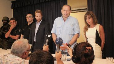 Berni y los fiscales en la conferencia de prensa de este martes al mediodía.