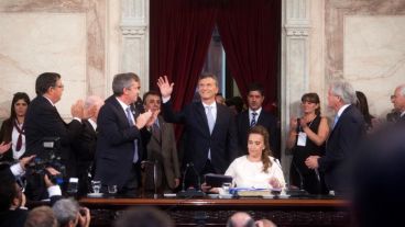 La llegada de Macri y Michetti el recinto del Congreso.