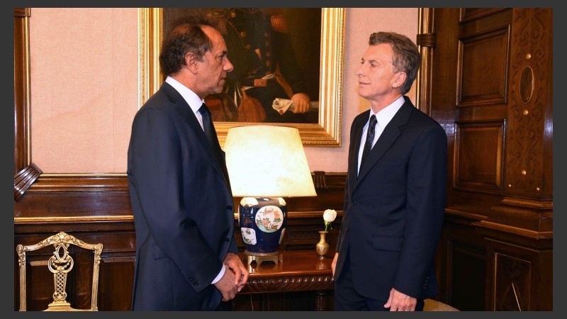 Macri recibió a Scioli en la casa de gobierno. 