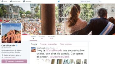 La cuenta oficial de Twitter de la Casa Rosada.
