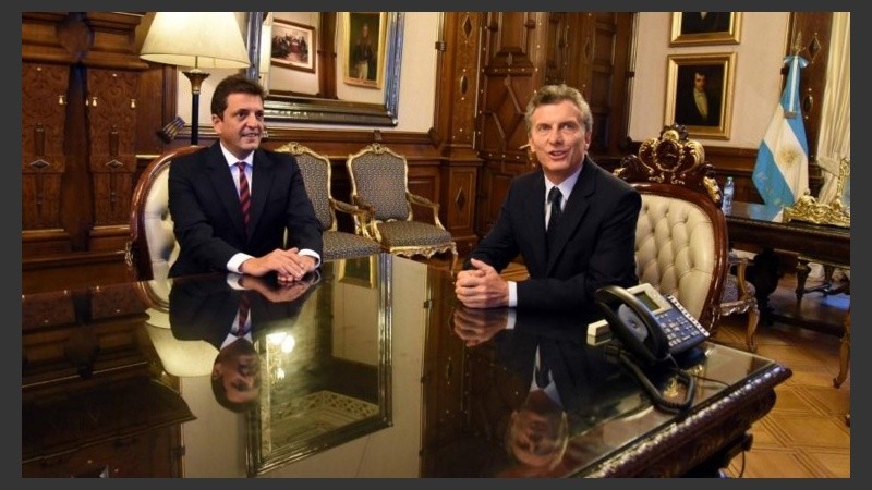 Massa con Macri, en una reciente reunión en la Rosada.