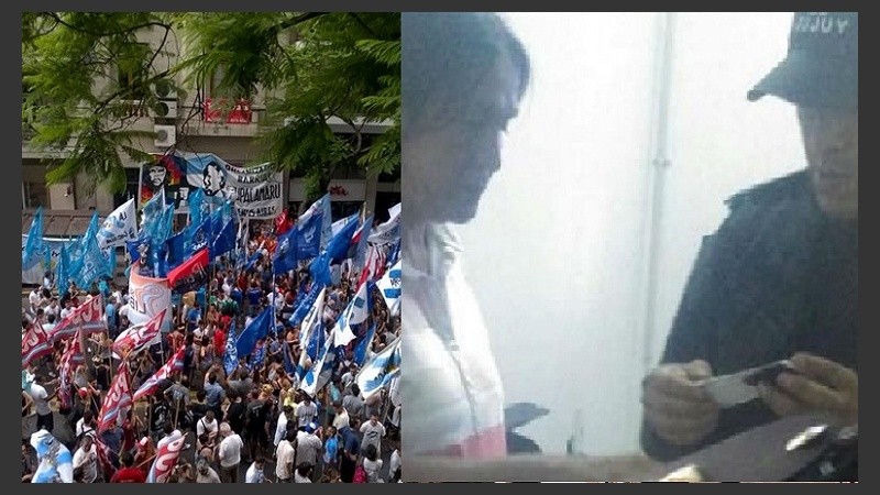 La concentración en repudio y el momento de la detención de Sala.