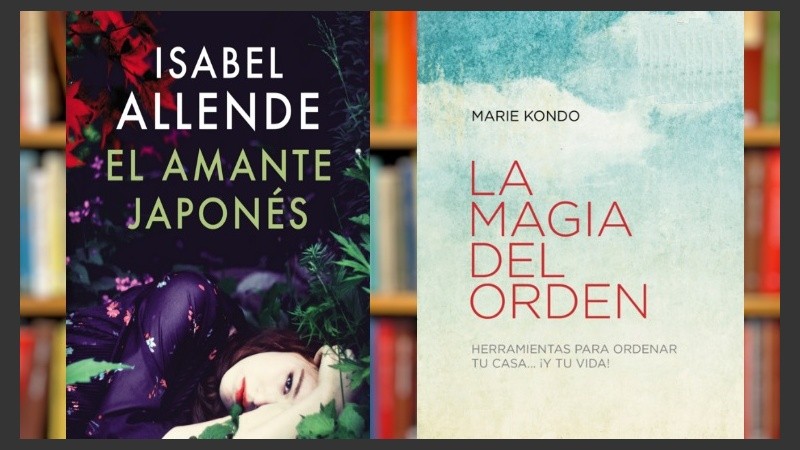 Las portadas de “El amante japonés”, de Isabel Allende, y  “La magia del orden”, de Marie Kondo.