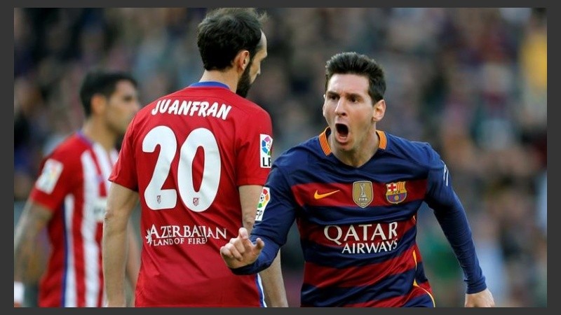 Leo celebra el vital empate del Barsa. 