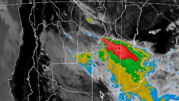La imagen satelital de cómo se avecinaba la tormenta.