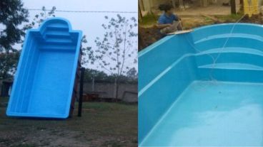 Las piletas de fibra de vidrio las ofertaban en unos 30 mil y 40 mil pesos.