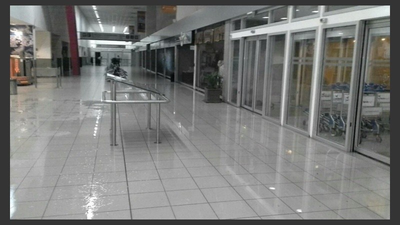 El piso se veía brilloso por el agua de lluvia. 