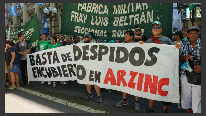 Trabajadores de Ar Zinc reclamaron durante la marcha de ATE la última semana.