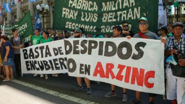 Trabajadores de Ar Zinc reclamaron durante la marcha de ATE la última semana.