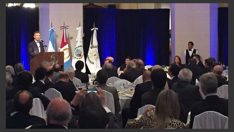 Macri, al hablar en la Bolsa de Comercio.