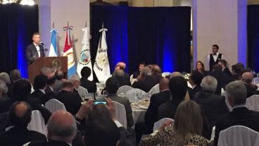 Macri, al hablar en la Bolsa de Comercio.