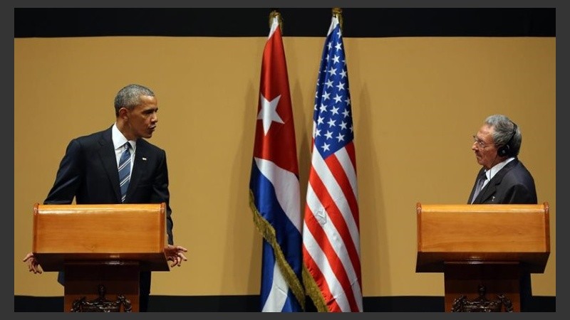 Obama y Castro en la conferencia conjunta.
