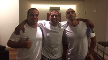 Tres de los cuatro argentinos que recuperaron la libertad este sábado.