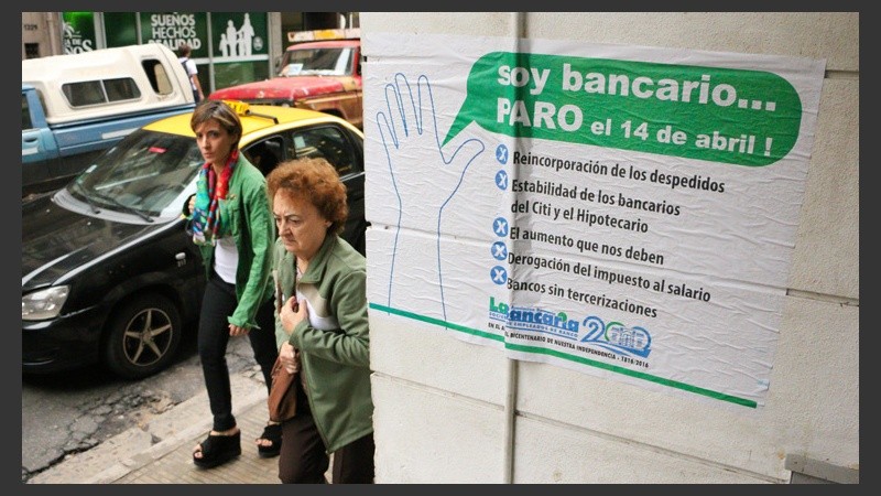 Paro de bancos repercutió en la city rosarina. (Alan Monzón/Rosario3.com)