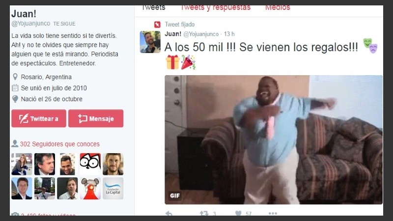 Juan Junco promete regalos para cuando llegue a 50 mil seguidores.