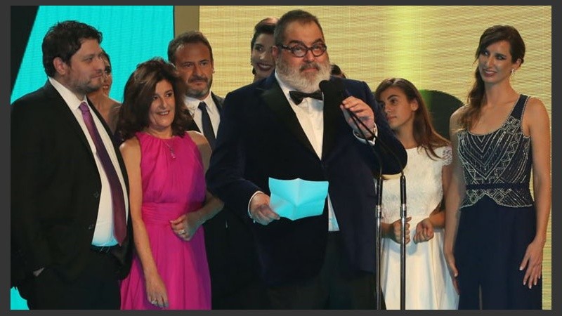 Lanata, al recibir uno de sus premios Martín Fierro.