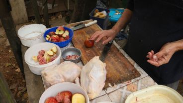 Preparativos para darle de comer a las aves de rapiña. (Alan Monzón/Rosario3.com)