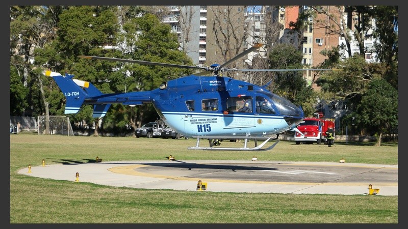 El helicóptero donde llegó Cantero este martes al mediodía.