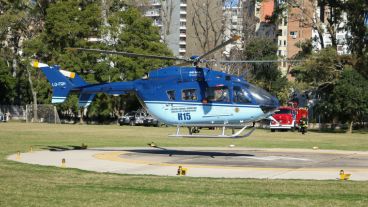 El helicóptero donde llegó Cantero este martes al mediodía.