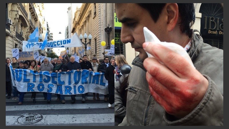 La manifestación se inició en Plaza Pringles hasta que llegó a Laprida y Rioja.