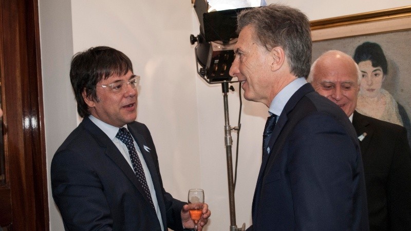 El presidente Macri junto a Gustavo Scaglione, dueño de Televisión Litoral