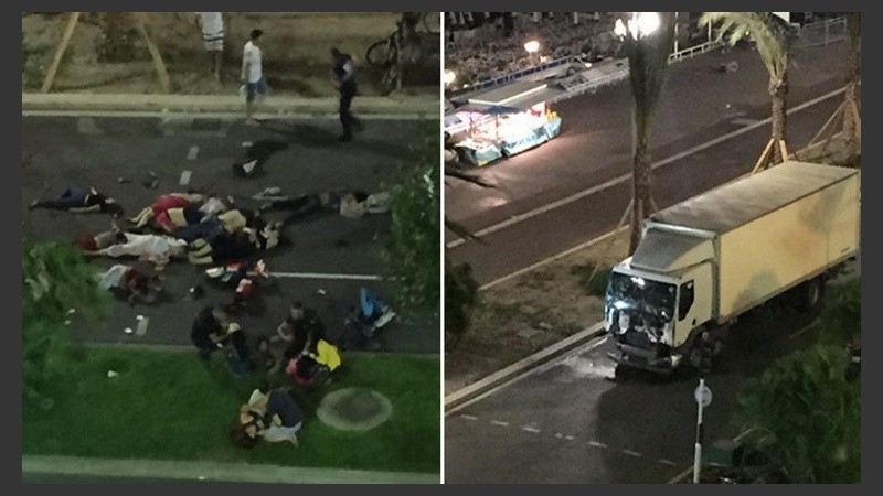 El camión que arrolló al público en la calle.