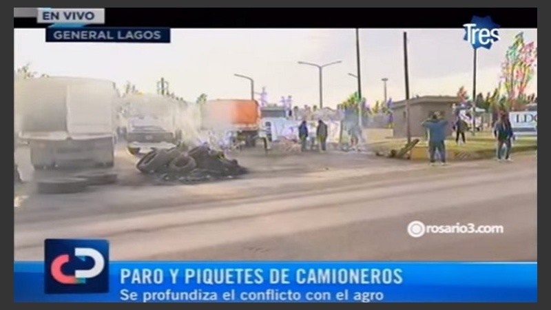 La protesta sobre la ruta 21, a la altura de General Lagos. 