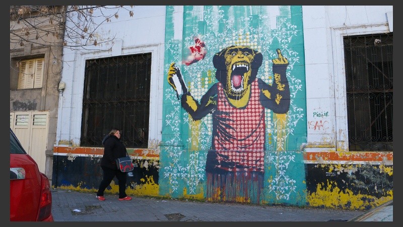 Un mono rebelde en Riobamba casi Sarmiento. (Alan Monzón/Rosario3.com)