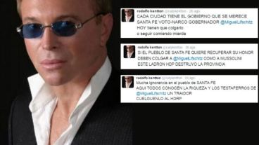 El hombre acusado por el gobernador y su perfil en Twitter.