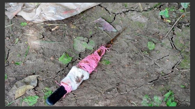 Un arma blanca encontrada en la zona de la quinta donde sucedió la fiesta.