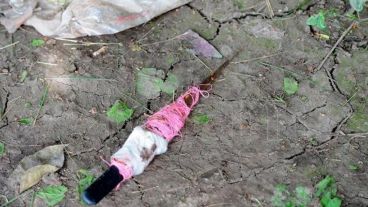 Un arma blanca encontrada en la zona de la quinta.