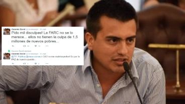 El concejal Cáceres y los tuits de la polémica.