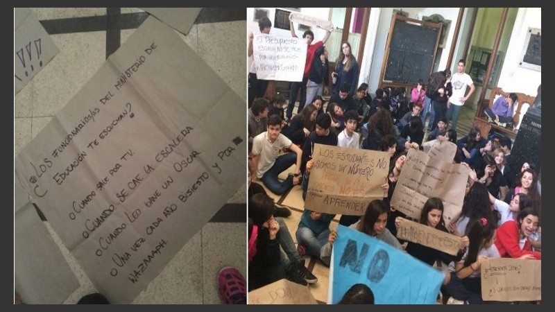 En el Normal 1 también hubo consignas y sentada en contra del Operativo y sentada.